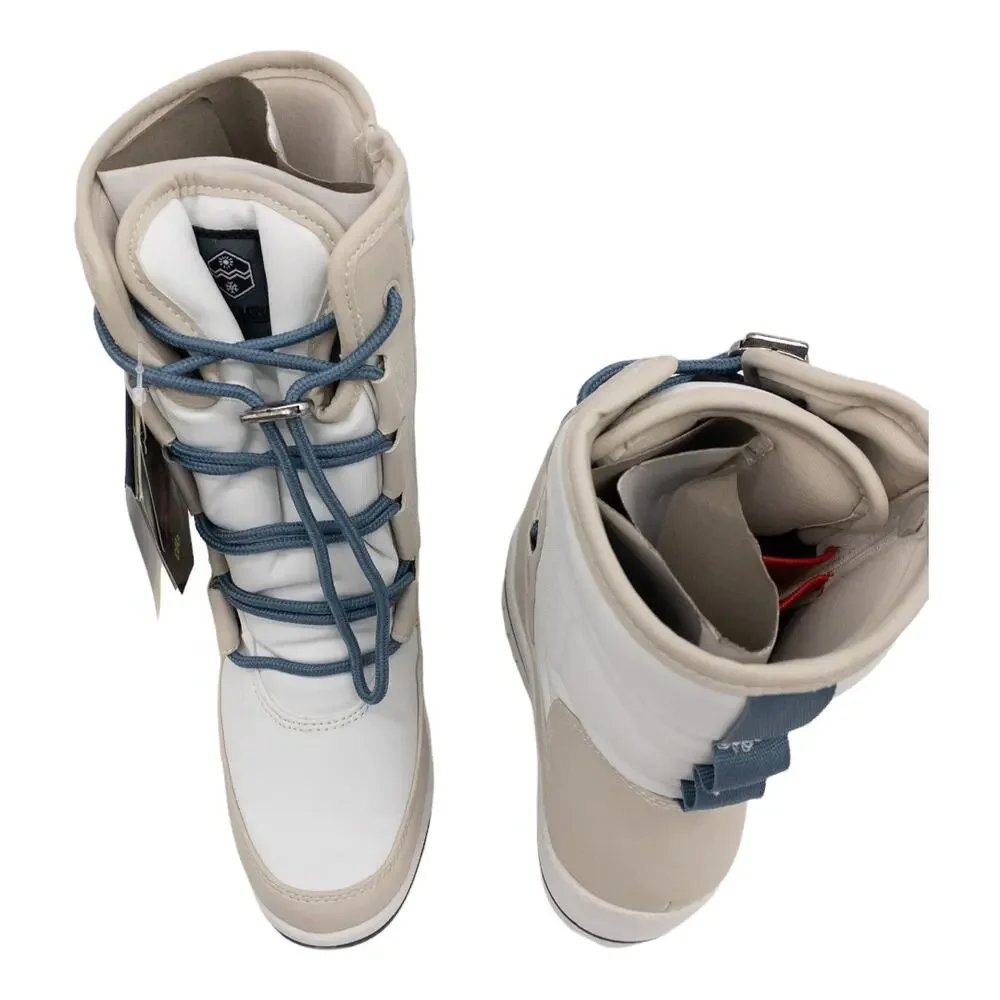 Khombu Waterproof Lace-Up Inside Zip Wedge Winter Boots Women's 6 White Tan